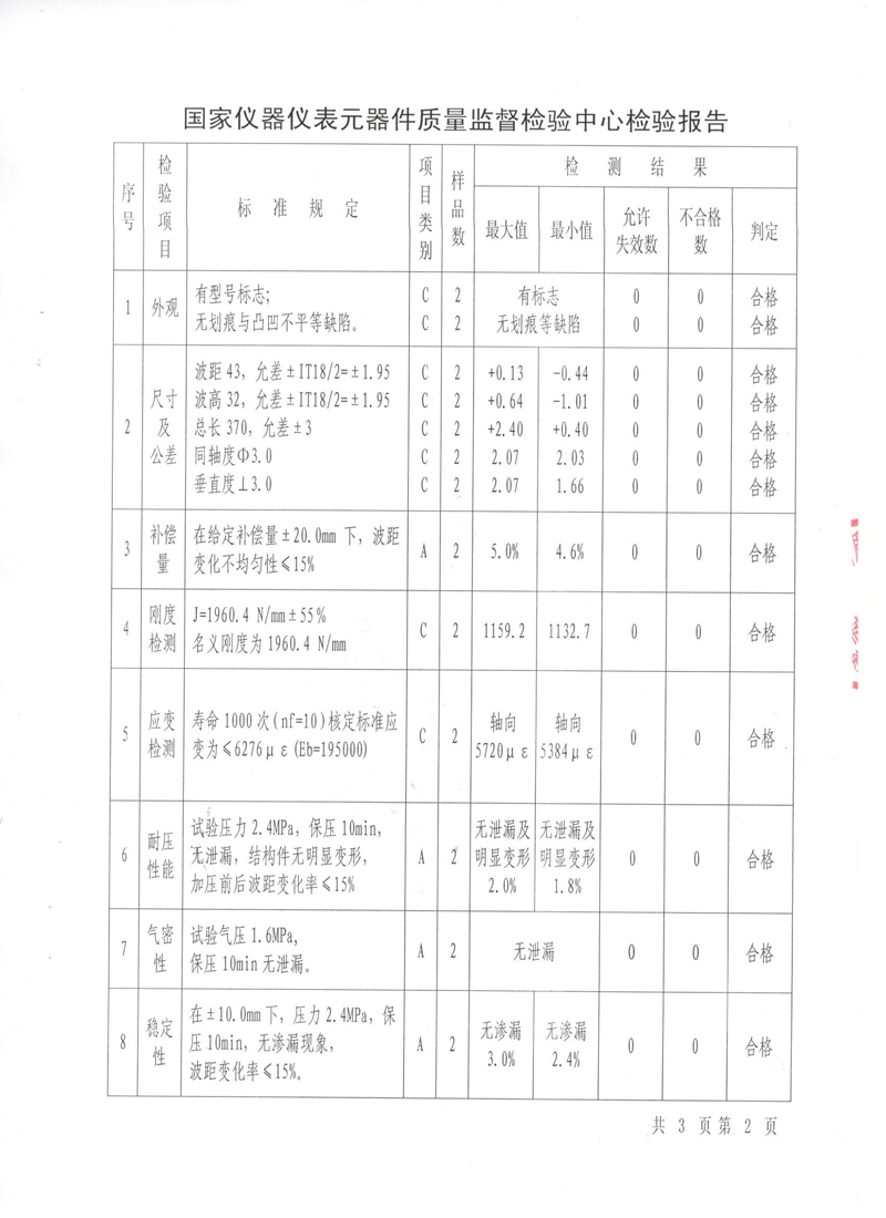 《波纹补偿器》特种设备形式实验报告